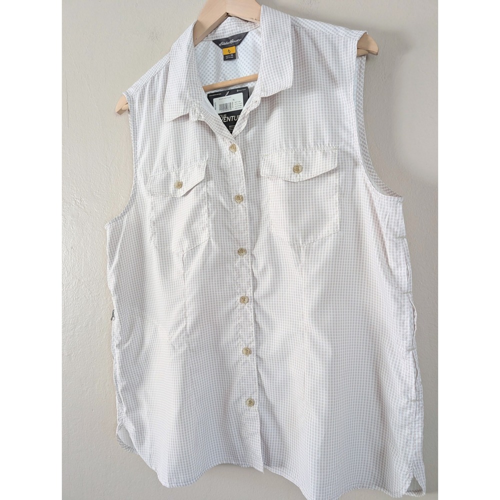 Eddie Bauer Womens XL Sleeveless Hiking‎ Shirt White Performance Gorpcore NWT - Picture 4 of 9